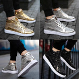 Men's Women's Bling Lace Up Sneakers - Gold - Bling Sneakers - 9.5 B - PU Leather - image 44