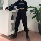 Women's Big Pockets Loose Cargo Pant - Black - Pants - XXXL - Polyester - image 14