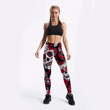 Women's Fitness Leggings Skull, Web, Swirl - Red - Lgs-3896 / Skulls - XXL - Spandex - image 16