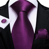 Funki Buys | Neckties | Men's 3 Pcs Purple Silk Wedding Tie Sets