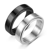 Men's Women's Fidget Spinner Rings - Black/Silver - 1 / 8mm / KAR097 - 6 - Titanium - image 8