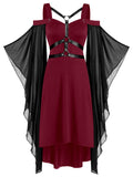 Women's Gothic Leather Strap Dress - Wine Red - Medievil Dress - 5XL - Polyester/Chiffon - image 5