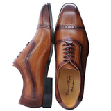 Men's Elegant Leather Oxford Brogue Shoe - Black - Formal Shoes - 12 B - Genuine Leather - image 10