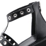 Women's Gothic Rivet Ring Platform Sandal - Black - Gothic Sandals - 35 B - PU Leather - image 21
