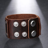 Men's Multi Layer Cosplay Wrist Band - Brown - Wide Wristband - Medium - Genuine Leather - image 5