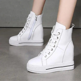 Women's Canvas High Rise Ankle Sneaker - White - Lace Up - 7 B - Canvas - image 13