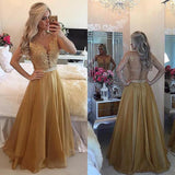 Women's Chiffon Beaded Prom Dress - Champagne - Prom Dress - 28W - Chiffon Lace - image 10