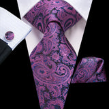Funki Buys | Neckties | Men's 3 Pcs Purple Silk Wedding Tie Sets