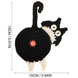 Cat Butt Crochet Drink Coaster Set 4 Pcs - Black - A / Coasters 4 Pcs - Medium - Wool - image 6