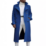 Men's Smart Double Breasted Dress Coat - Blue - Jacket - 5XL - Polyester - image 14