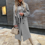 Women's Double Breasted Long Overcoat - Khaki - Women's Jacket - XXXL - Polyester - image 25