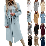 Women's Double Breasted Long Overcoat - Khaki - Women's Jacket - XXXL - Polyester - image 41