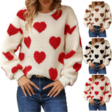 Women's Fuzzy Heart Winter Sweatshirt - Chestnut - Sweater - 2XL - Plush - image 10