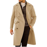 Men's Smart Casual 3/4 Length Overcoat - Beige - Jacket - 4XL - Polyester - image 6