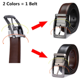 Men's Leather Reversible Rotatable Belt - Black/Blue - Men's Belt - 85cm (Waist 70cm) - Genuine Leather - image 27