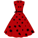Women's Retro Swing Polka Dot Dresses - Black - Swing Dress - XXL - Polyester - image 8