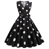 Women's Retro Swing Polka Dot Dresses - Black - Swing Dress - XXL - Polyester - image 22