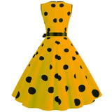 Women's Retro Swing Polka Dot Dresses - Black - Swing Dress - XXL - Polyester - image 3