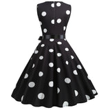 Women's Retro Swing Polka Dot Dresses - Black - Swing Dress - XXL - Polyester - image 24