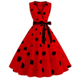 Women's Retro Swing Polka Dot Dresses - Black - Swing Dress - XXL - Polyester - image 7
