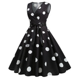 Women's Retro Swing Polka Dot Dresses - Black - Swing Dress - XXL - Polyester - image 23