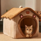 Dog Cat Foldable Pet House Washable - Tea Brown - Foldable Pet House - L - PP Cotton - image 2