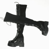 Women's Leather Over Knee Wedge Boots - Black - Over Knee Boots - 13 B - Genuine Leather - image 13