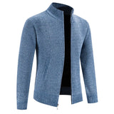 Men's Slim Fit Zip Up Cardigan Sweaters - Blue Grey - Sweater Cardigan - XXXL - Polyester - image 6