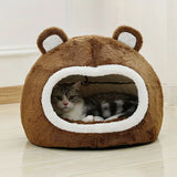 Cat Beds Cute Bear Cat Cave House - Brown - Cat Bed - L - Plush - image 4