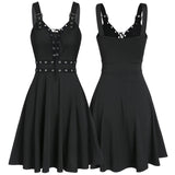 Women's Gothic Lace Up Mini Dress - Black - Gothic Dress - XXL - Polyester/Spandex - image 18