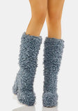 Women's Knee-High Fuzzy Platform Boots - Beige - Fuzzy Boots - 42 B - Faux Fur/PU Leather - image 15