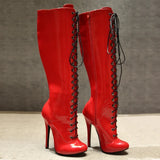 Women's Shiny Burlesque High Heel Boots - Pink - High Boots - 15 B - Patent PU Leather - image 12