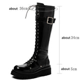 Women's Gothic Big Buckle Knee High Boot - Black - Boots - 10.5 B - PU Leather - image 20