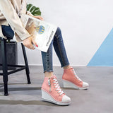 Women's High Platform Zipper Sneakers - Navy - Platform Sneakers - 43 B - Canvas - image 30