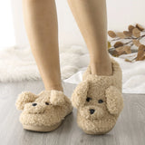 Women's Fluffy Cartoon Dog Fur Slippers - Beige - Dog Slippers - XXL - Plush - image 42