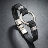 Unisex Handmade Leather Bracelets - Black - Bracelets - Medium - Alloy - image 3