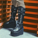 Women's Goth Lace Up Platform Wedges - Black - 1 / Boots - 10.5 B - PU Leather - image 22