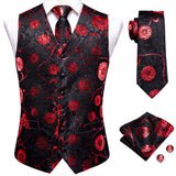 Men's Formal 4 Pcs Silk Slim Waistcoat Sets - Dark Blue - MS-0020 - 4 PCS - Vest Set - XXXL - Silk - image 16