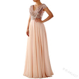 Women's Sequin Chiffon Evening Dress - Beige - Sequin Gown - XXXL - Chiffon - image 1