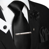 Men's 5 Pcs Luxury Ridged Silk Tie Sets - Black - 5pc Tie Set - 004 - Medium - Silk - image 17