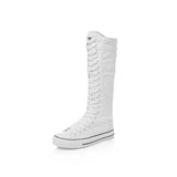 Women's Long Lace Up Zipper Canvas Boot - Black - High Top Sneakers - 43 B - Canvas - image 14