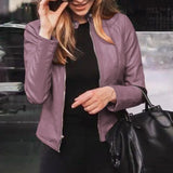 Women's Slim Fit Faux Leather Jackets - Black - Biker Jacket - XXL - PU Leather - image 35