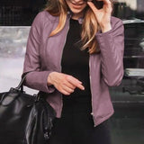 Women's Slim Fit Faux Leather Jackets - Black - Biker Jacket - XXL - PU Leather - image 37