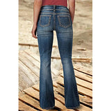 Women's Ripped Low Rise Bootcut Jeans - Blue - 1 / Plain / Mid Waist Jeans - 4XL - Polyester/Denim - image 5