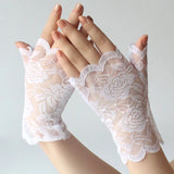 Women's Gothic Lace Fingerless Gloves - Crimson - D1 - One Size - Rayon - image 7