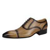 Men's Leather Luxury Custom Dress Shoes - Khaki - Men's Dress Shoes - 46 B - Genuine Leather - image 8