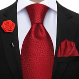 Men's 3 Pcs Tie Hanky Corsage Sets - Purple - 33 - One Size - Polyester - image 10