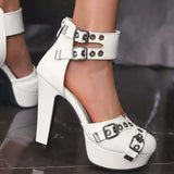 Women's High Platform Summer Sandals - Red - Platform Heels - 50 B - PU Leather - image 12