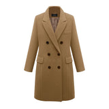 Women's Long Slim Wool Blend Coat - Red - Double Breasted Coat - 6XL - Wool Blend - image 11