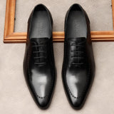 Men's Italian Handmade Oxford Shoes - Brown - C / Oxford Shoes - 45 B - Genuine Leather - image 2